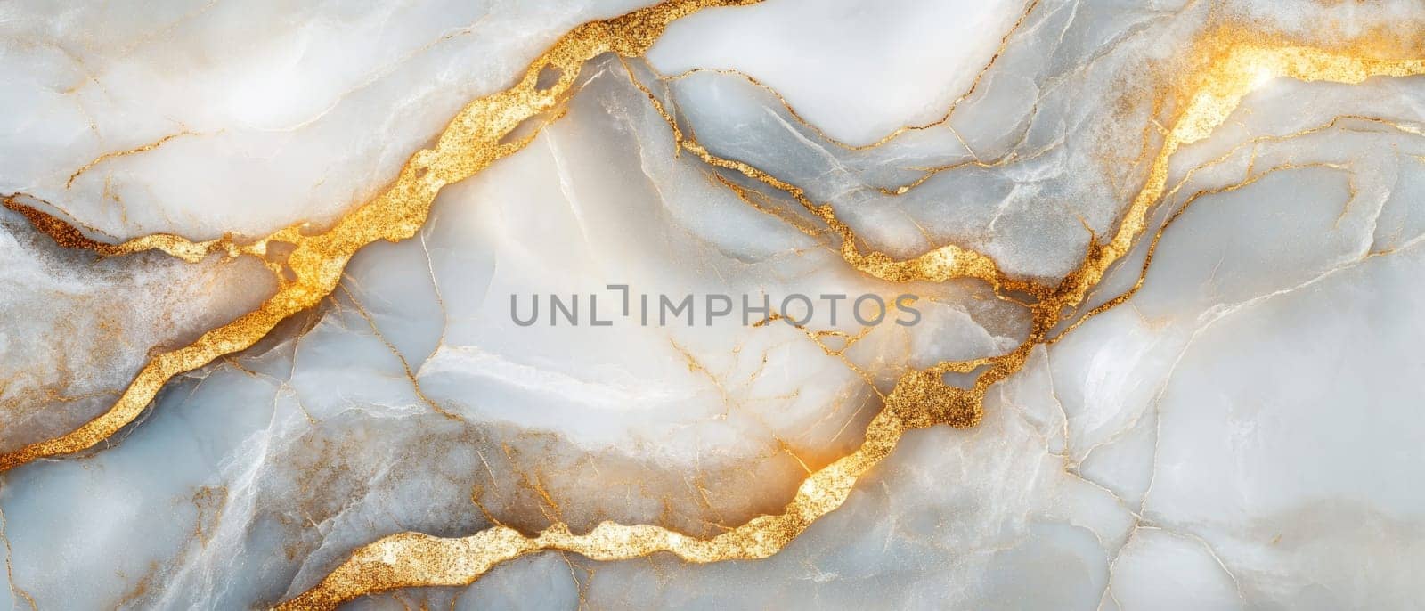 Elegant white marble texture with golden veins creating a luxurious and opulent abstract pattern, perfect for high end design backgrounds.