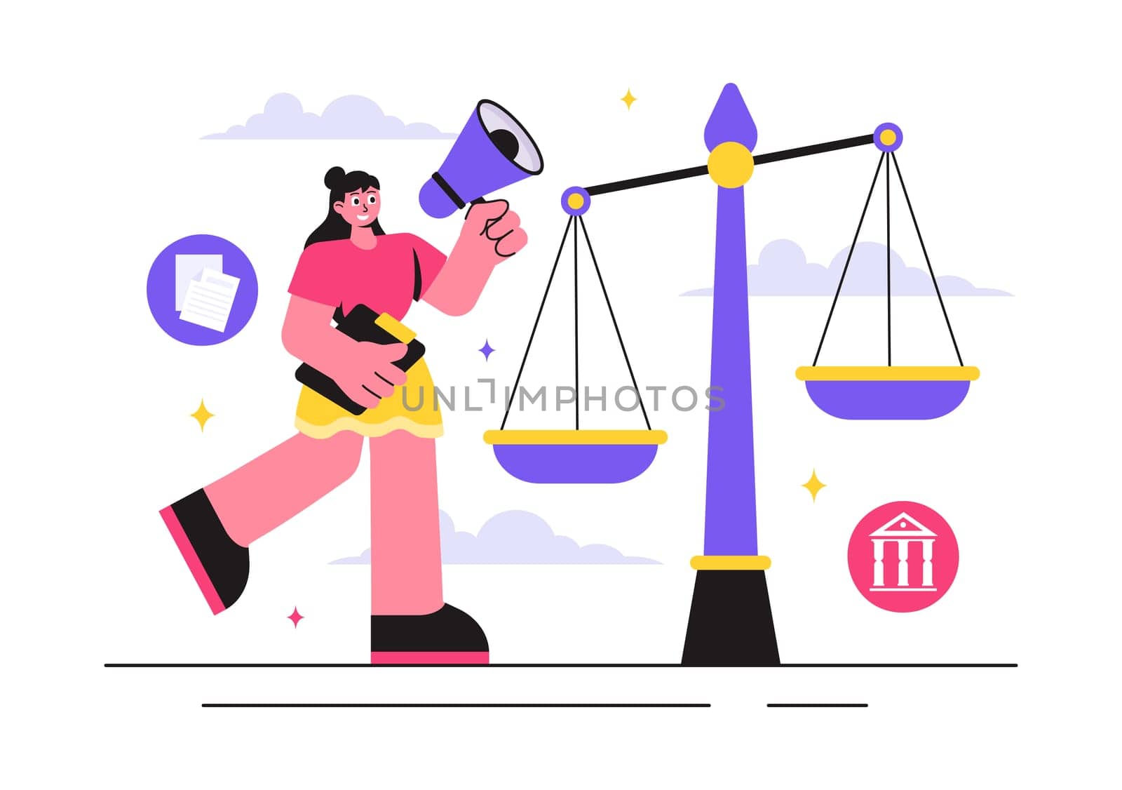 Law Firm Services Vector Illustration featuring of Justice, Legal Advice, Court Judgement, and Lawyer Consultation in a Flat Style Cartoon Background