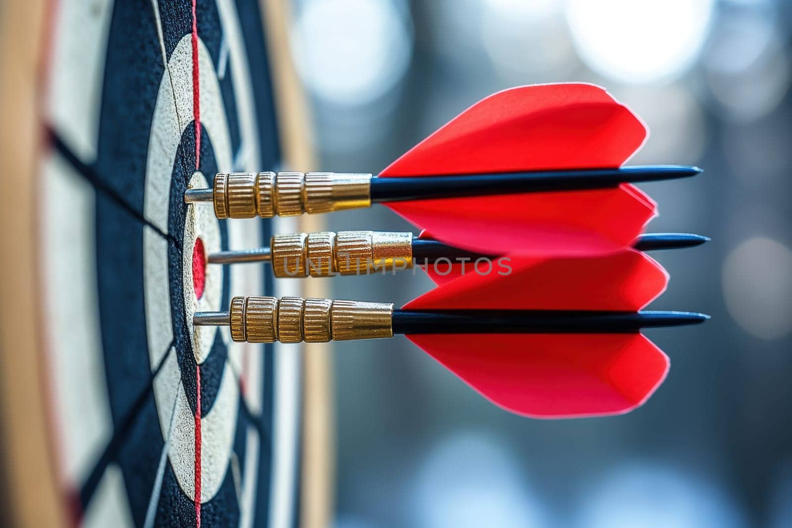 darts flying towards a circle. AI generative.
