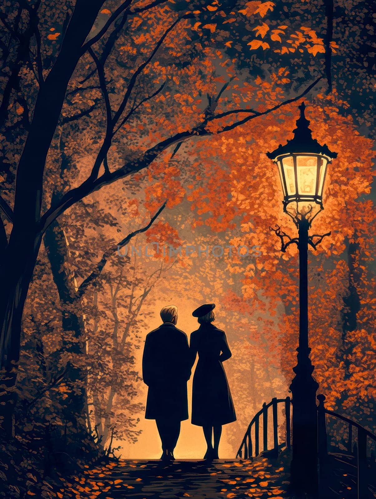 Romanticism style happy 8K City park In the October dusk, an elderly couple is taking a walk in the country lane under the shade of trees --chaos 20 --ar 3:4 --style raw --stylize 300 --v 6.1 Job ID: a2ba4515-4fb6-4f26-8b02-d916f8055c57