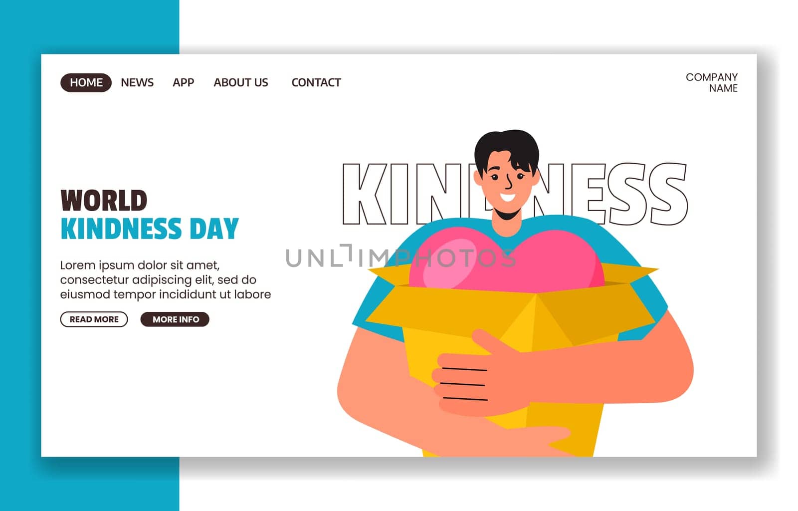 Social Media Landing Page Templates Celebrating World Kindness Day in Cartoon Style