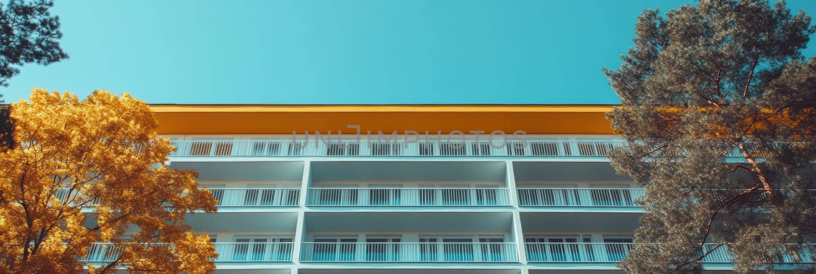 Eastern European apartment blocks. AI generative.
