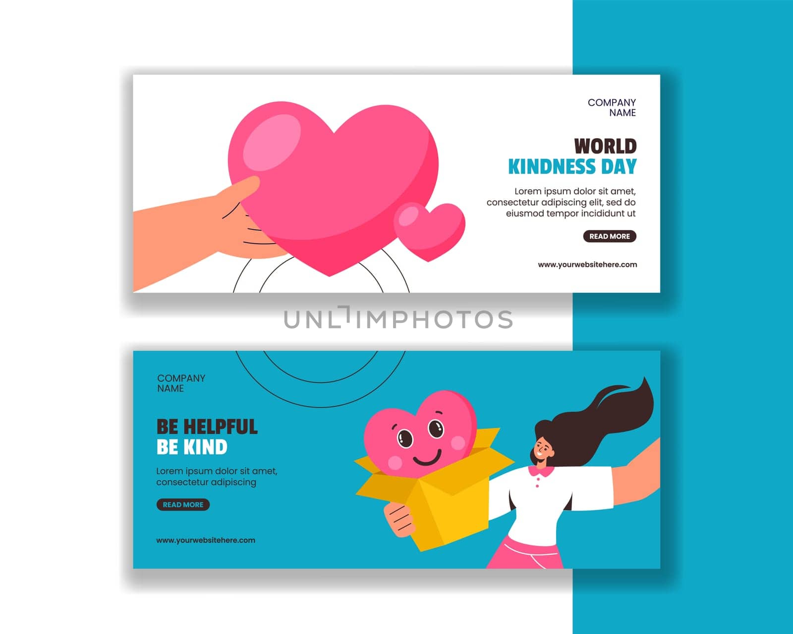 Kindness Day Celebration Horizontal Banner Templates with a Flat Cartoon Background