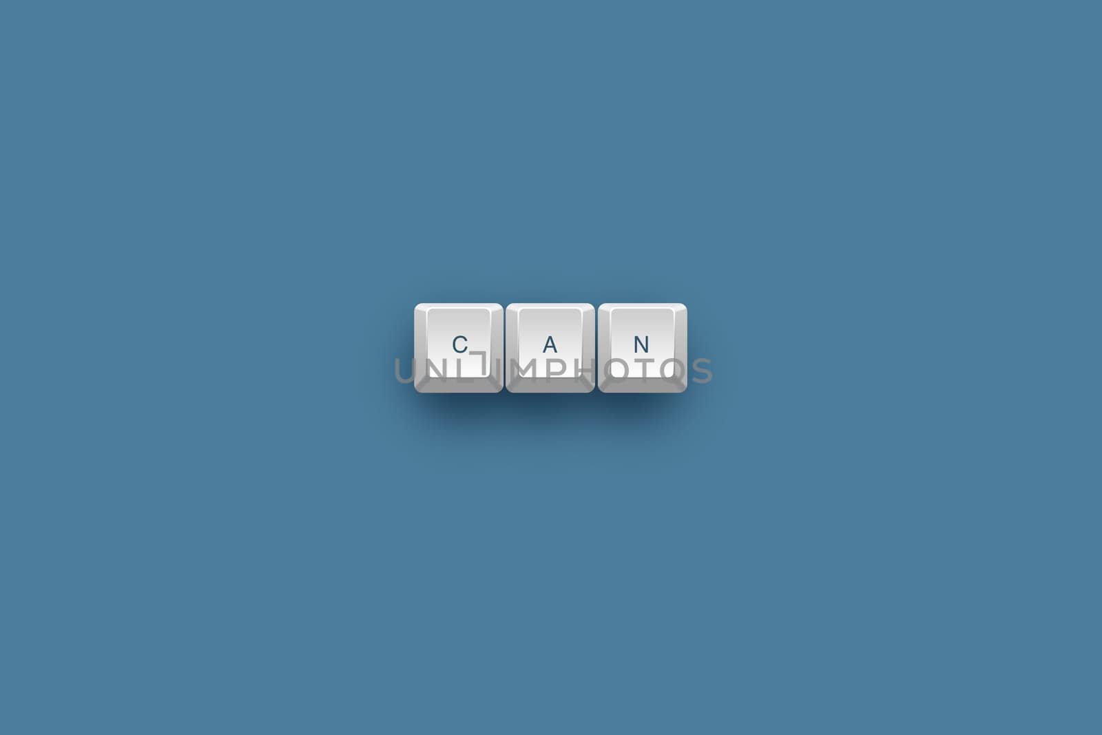 Can text on a 3d keyboard button with shadow, 3d illustration