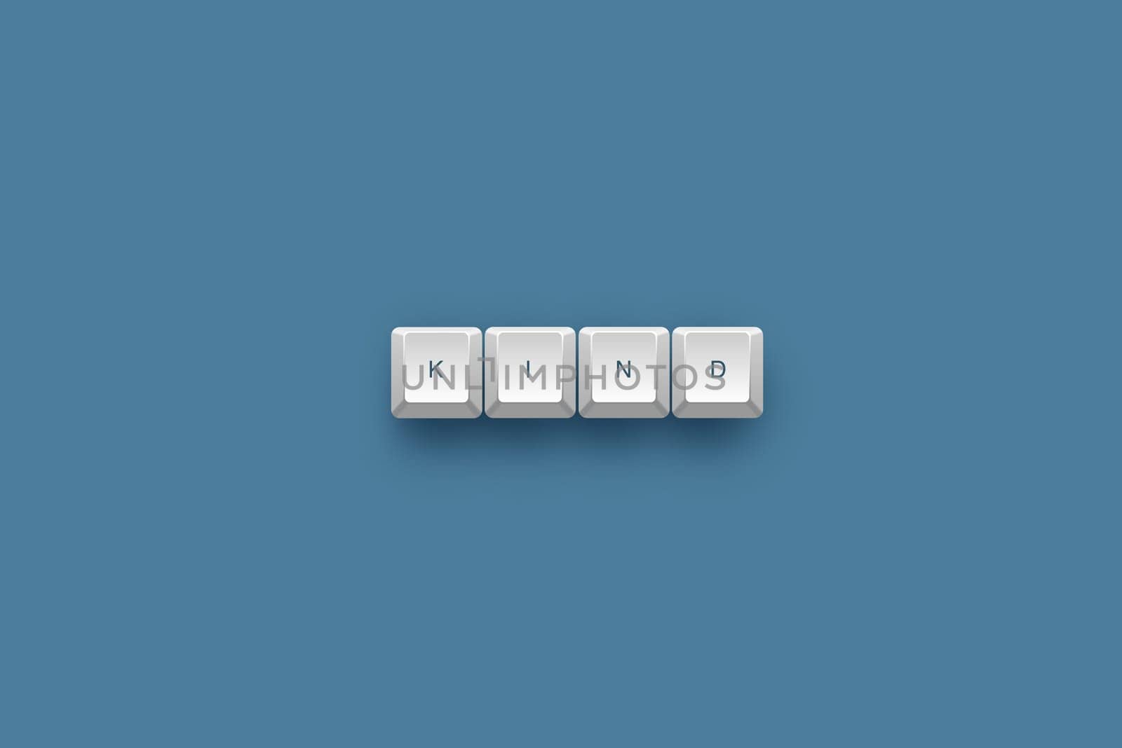 Kind text on a 3d keyboard button with shadow, 3d illustration