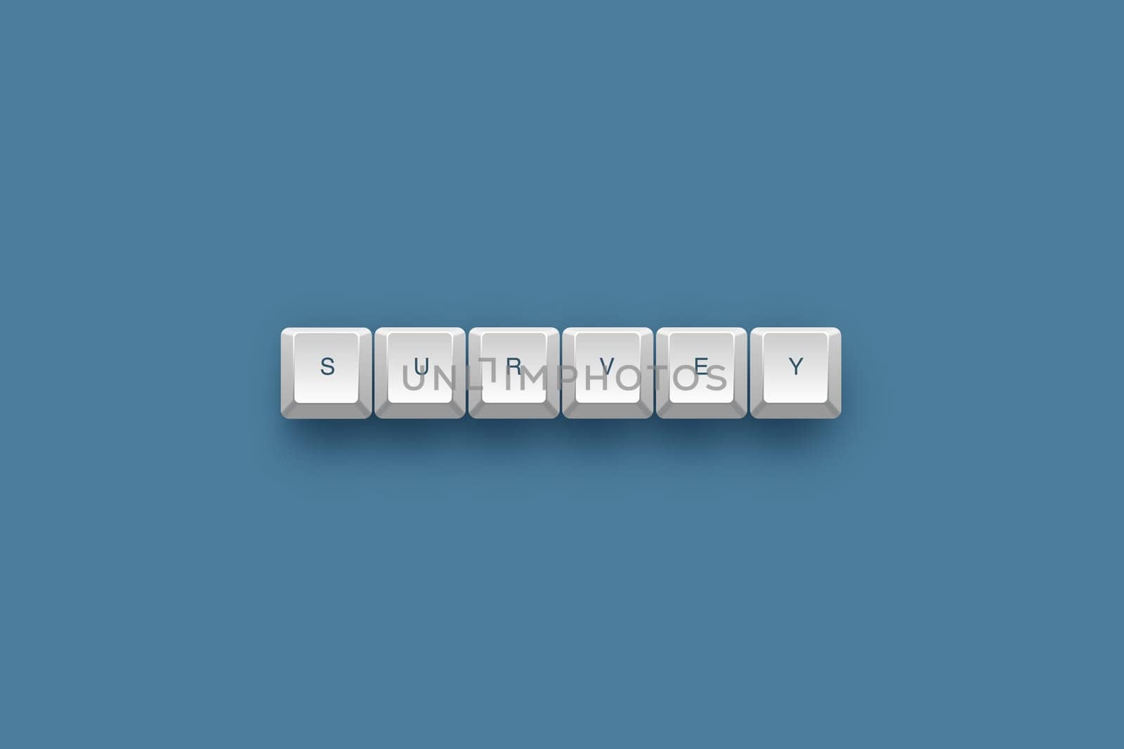 Survey text on a 3d keyboard button with shadow, 3d illustration
