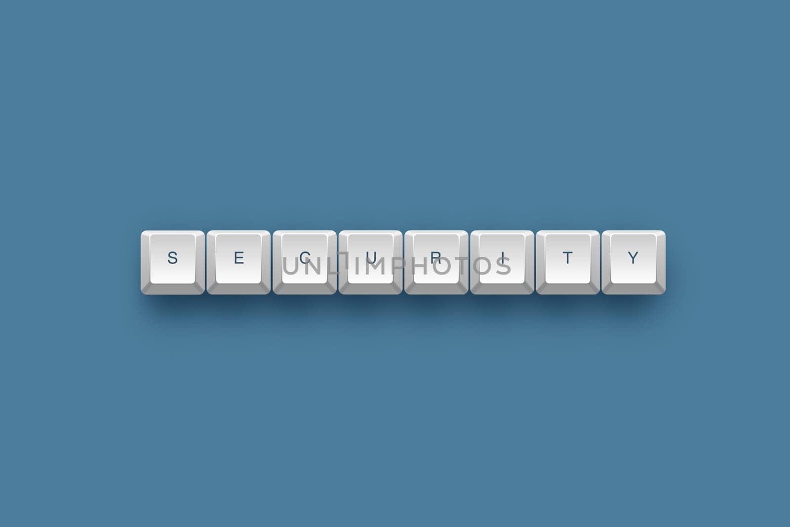 Security text on a 3d keyboard button with shadow, 3d illustration