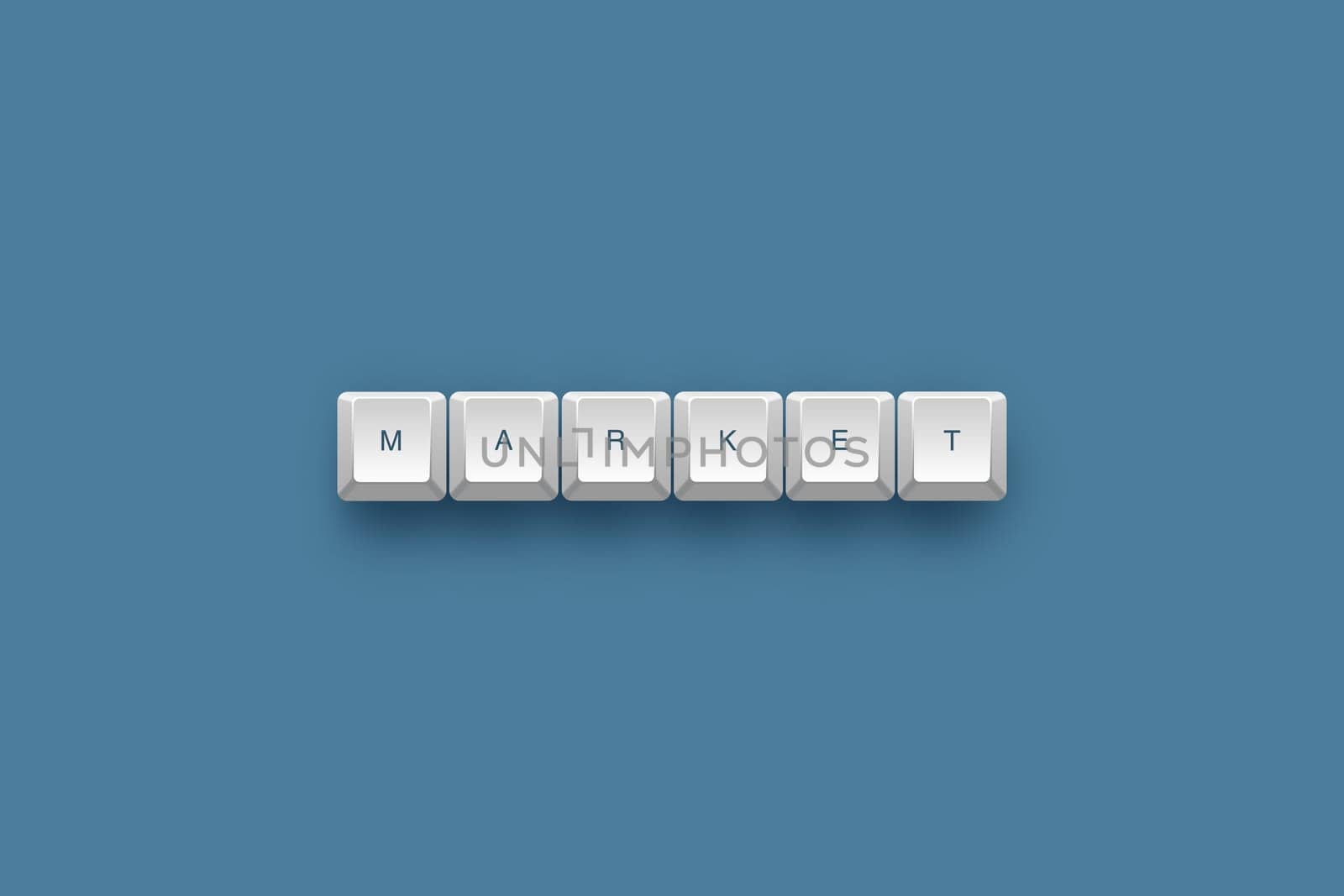 Market text on a 3d keyboard button with shadow, 3d Illustration