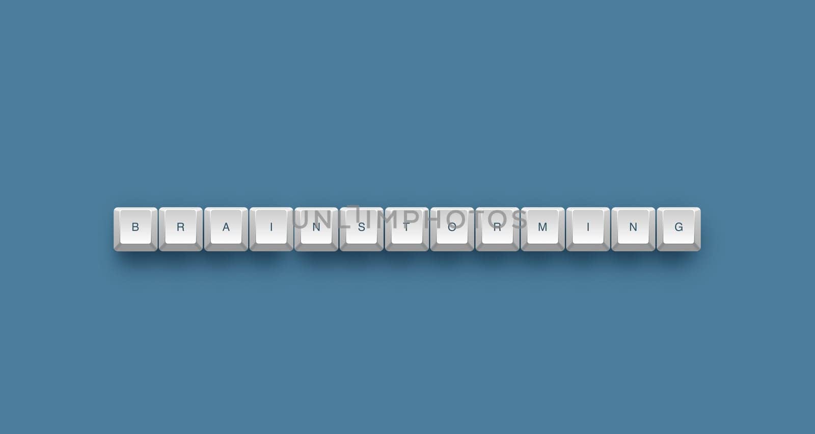 Brainstorming text on a 3d keyboard button with shadow, 3d illustration