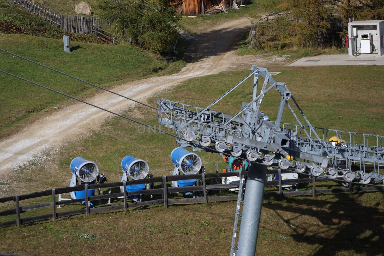 The snow cannons are ready in the hiking and skiing area on the Roßkopf near Sterzingal
