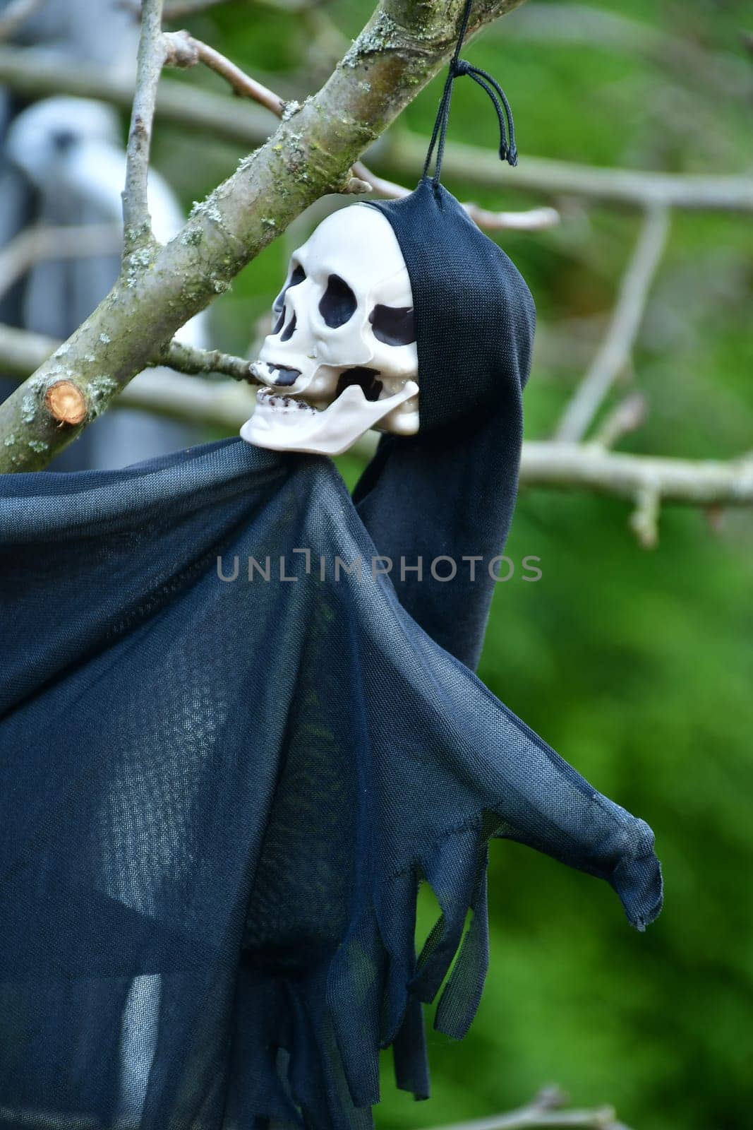 Halloween ghost decorated in a garden