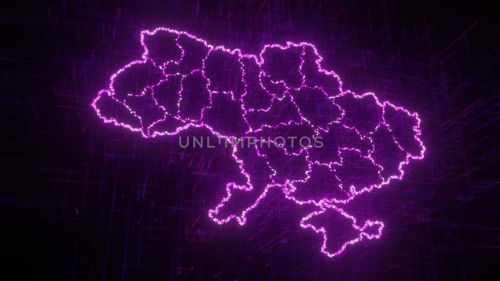 Digital map of Ukraine. Computer generated 3d render