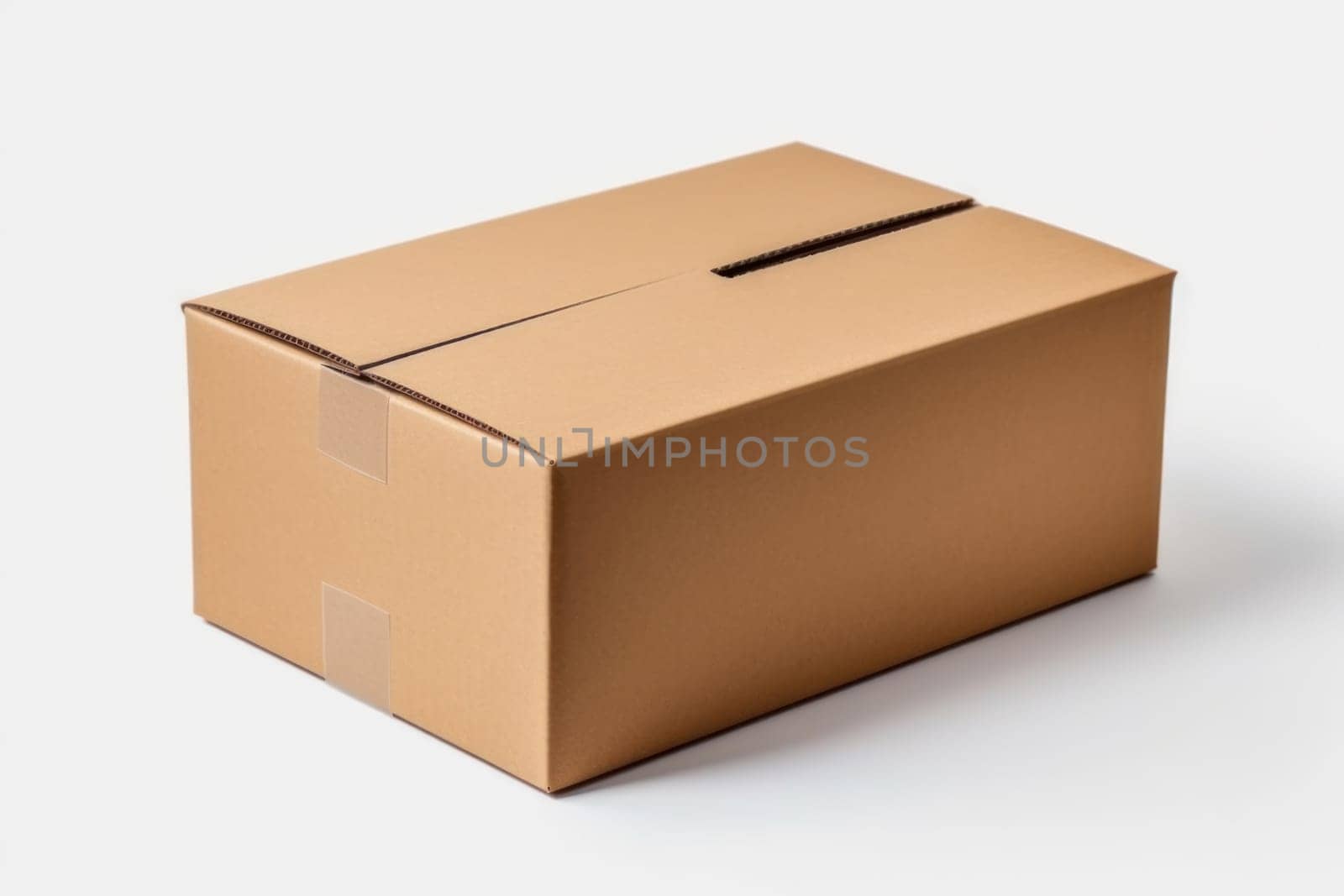 Blank cardboard box, craft paper package isolated on white background. Generative AI
