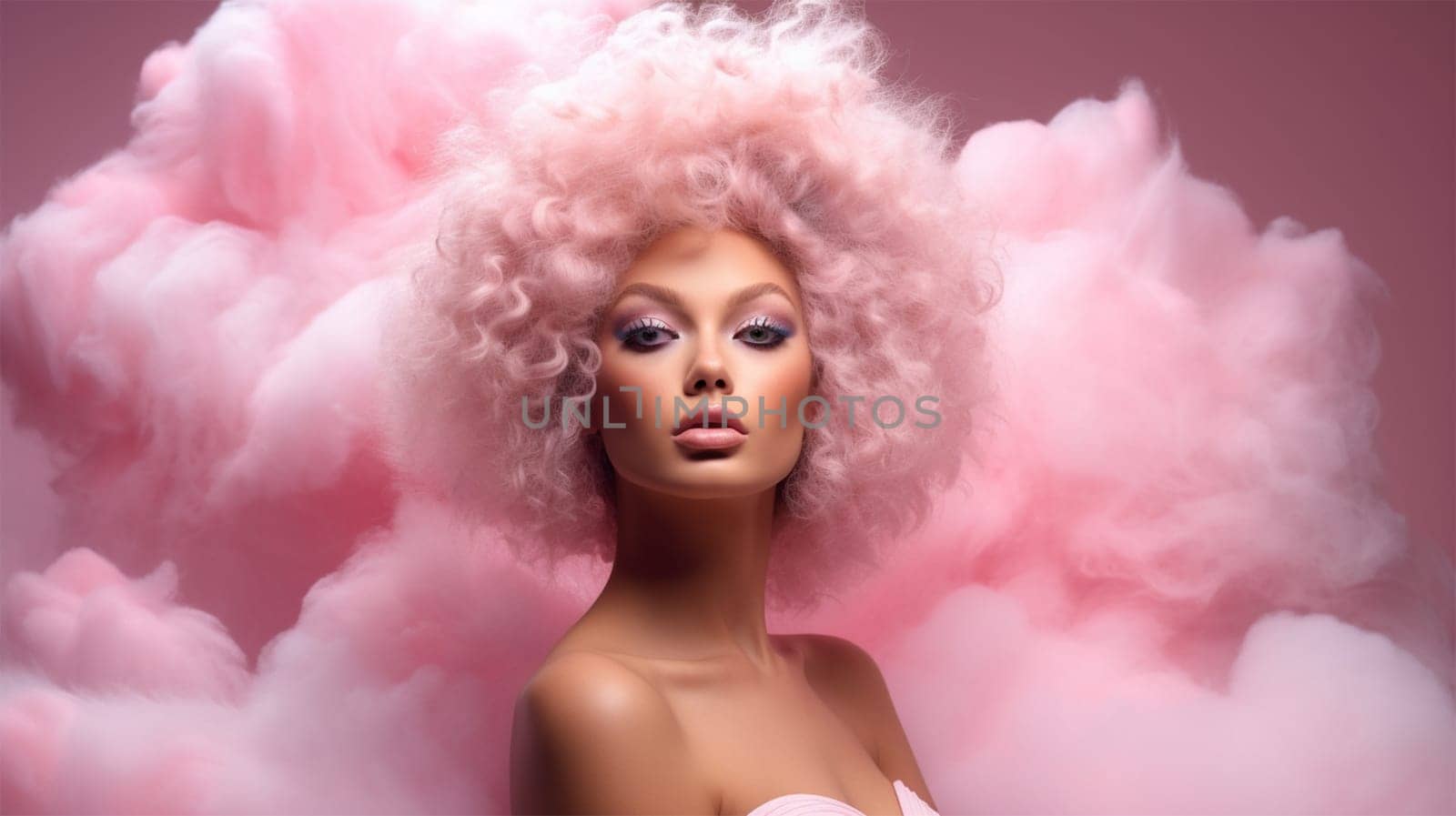 portrait Young woman in pink clothes at a fashion photo shoot. fashion and style concept.advertising shooting for magazines.