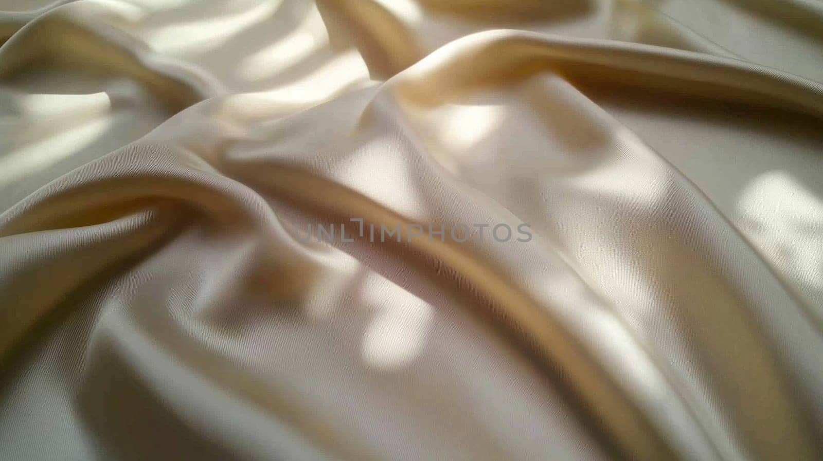 Close-up of luxurious satin fabric in soft folds with soft light casting shadows. calming and elegant atmosphere.