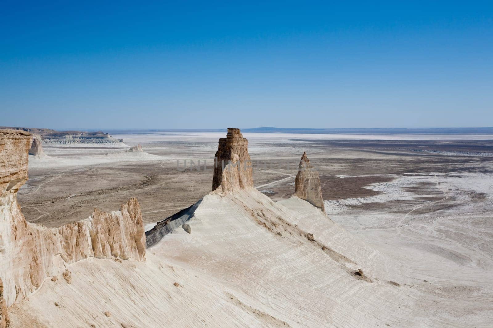 Stunning Mangystau landscape, Kazakhstan. Rock pinnacles view, Bozzhira valley. Central asia landmark