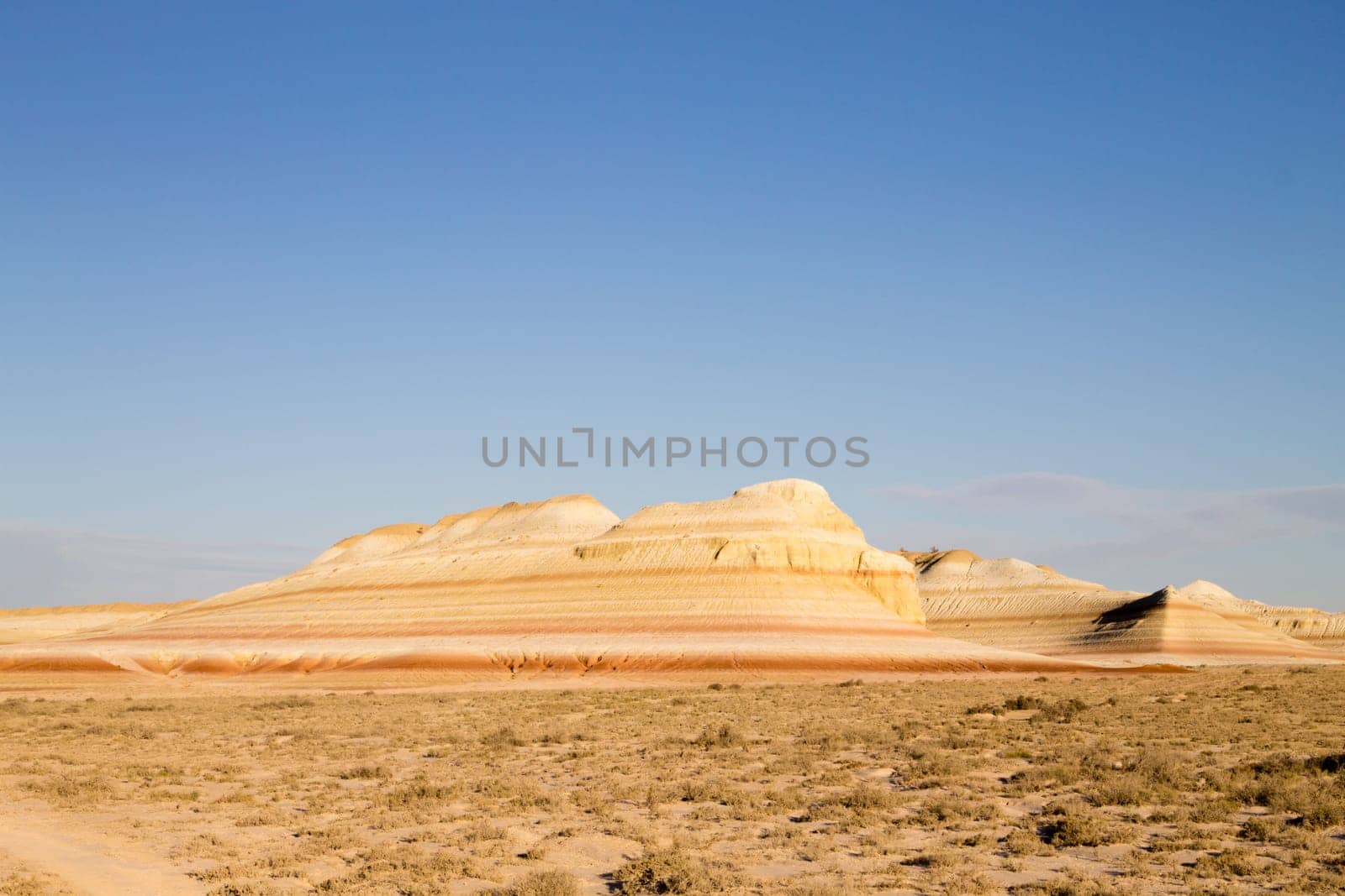 Mangystau desert landmark, Kyzylkup area, Kazakhstan. Rock strata formations