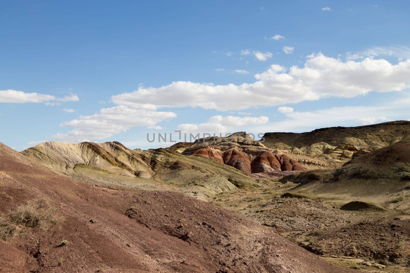 Desertic hills landscape, Mangystau region, Kazakhstan. Desert panorama