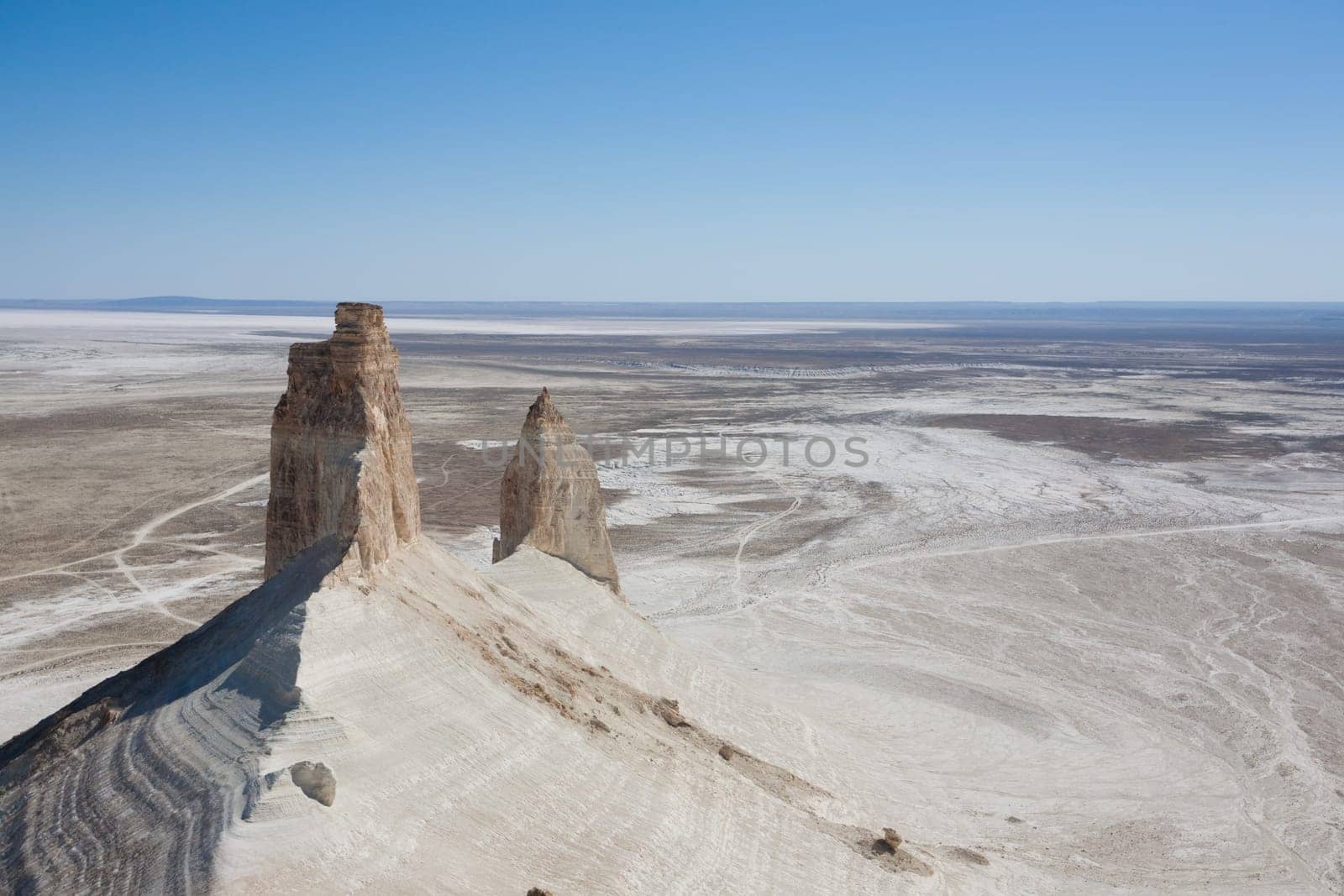 Stunning Mangystau landscape, Kazakhstan. Rock pinnacles view, Bozzhira valley. Central asia landmark