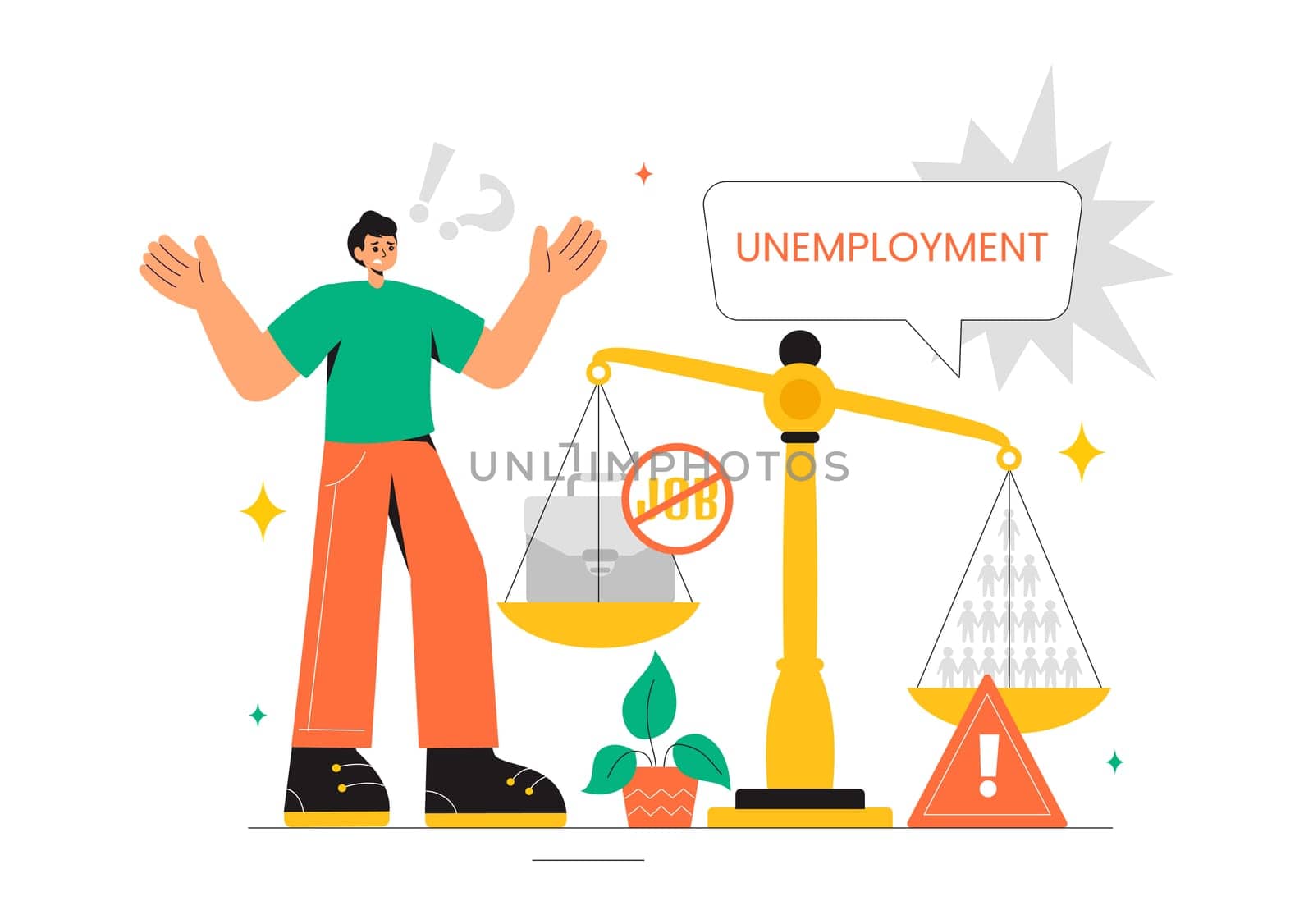 Unemployment Rate Vector Illustration featuring Numerous Individuals Searching for Jobs, Economic Downturns and financial Crises in a Background