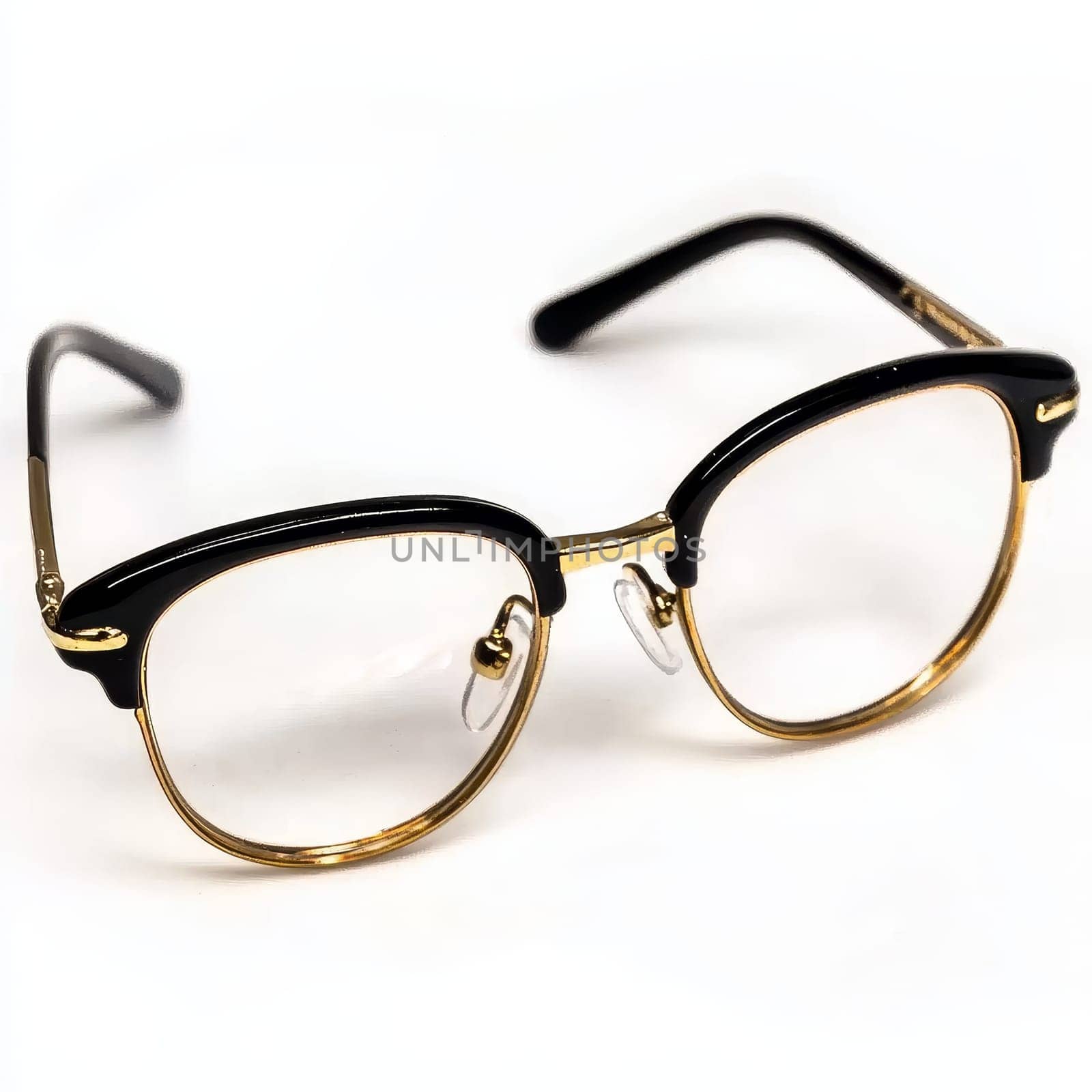 Elegant black and gold glasses with a classic design, perfect for fashion and eyewear enthusiasts.