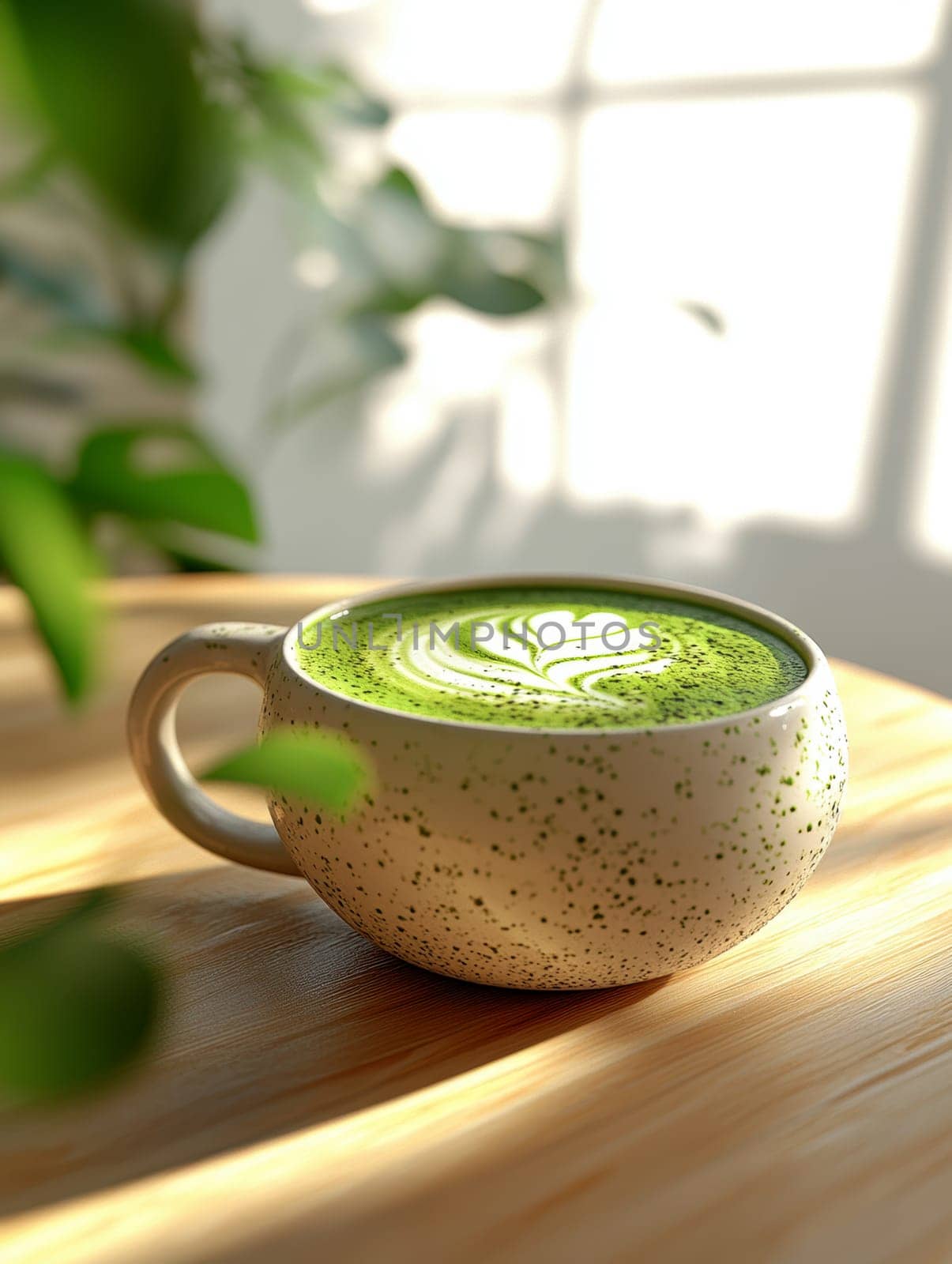 tasty Matcha Latte made from green tea. AI generative.