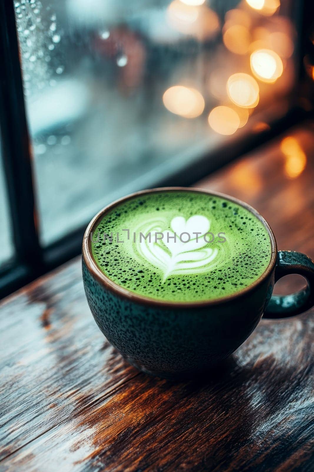 tasty Matcha Latte made from green tea. AI generative.
