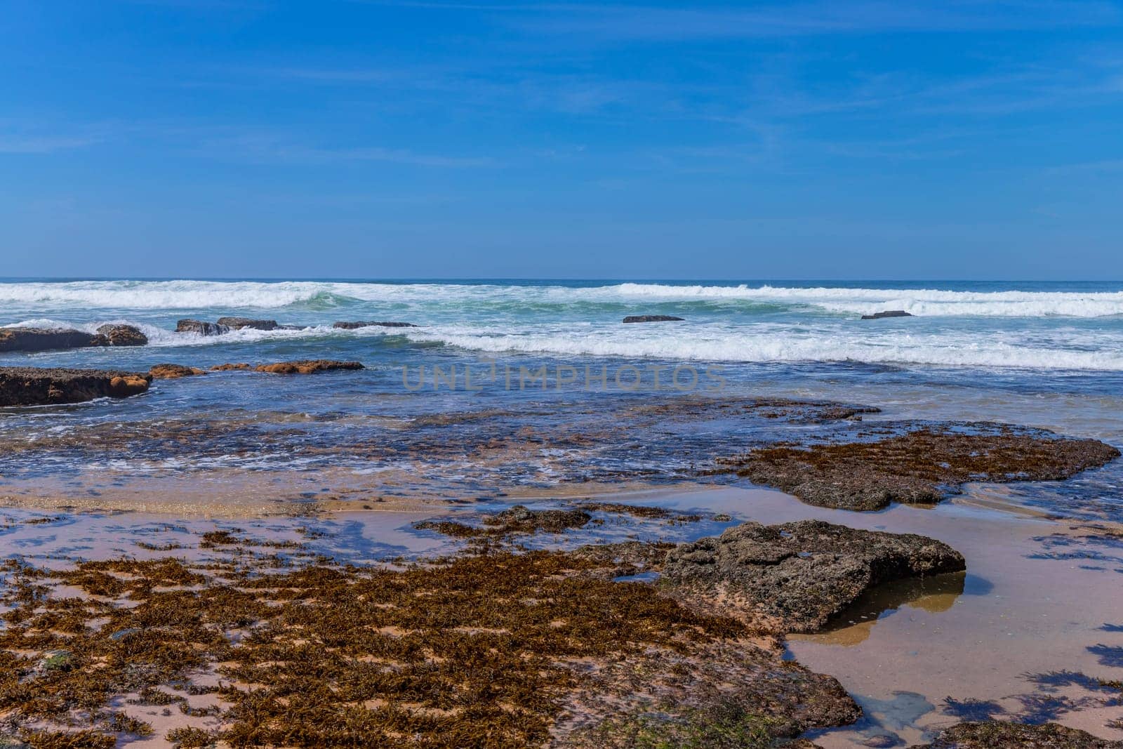 Rocky beach in Ericeira, near Lisbon. Portugal