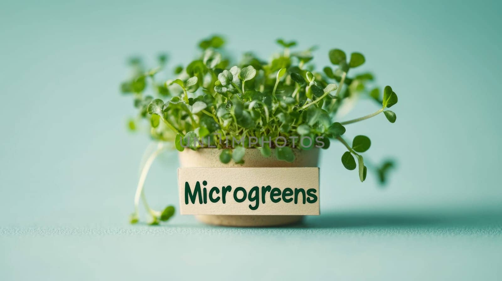 Microgreens sprouts background, concept of healthy eating, copy space, AI Generated