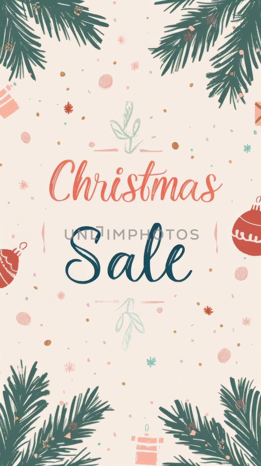 Christmas gifts stacked with Christmas sale sign in center, holiday background, AI Generated