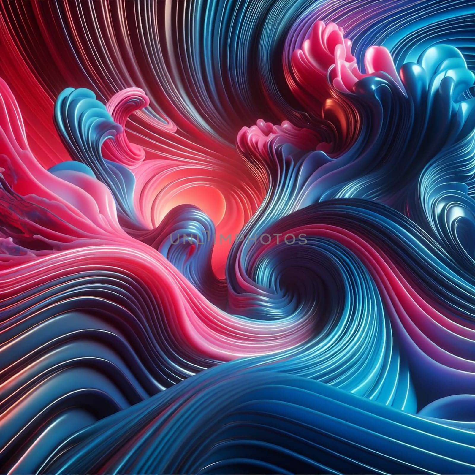 Abstract image of swirling, colorful lines resembling a galaxy or a nebula. A high-quality photo.