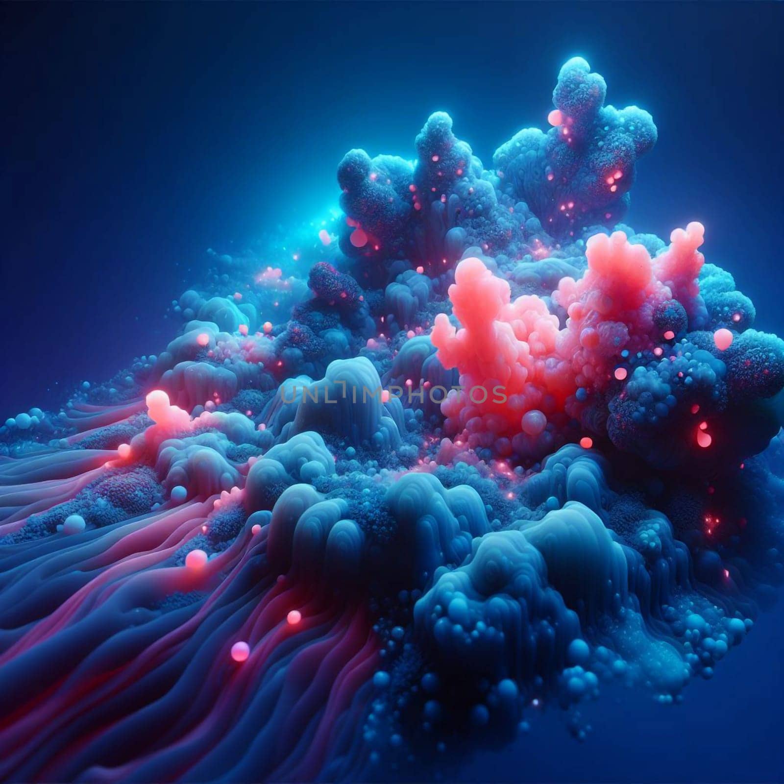 A colorful, abstract cloud formation with glowing lights, resembling a nebula. A high-quality photo.