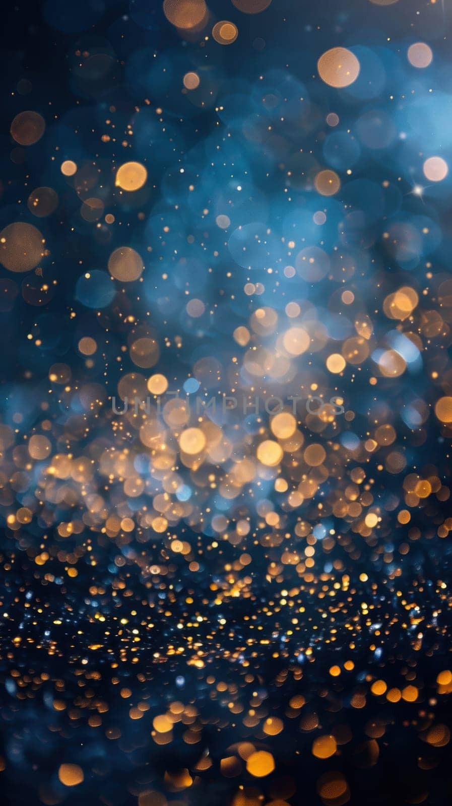 Blue and gold Abstract background and bokeh on New Year's Eve. AI generative.