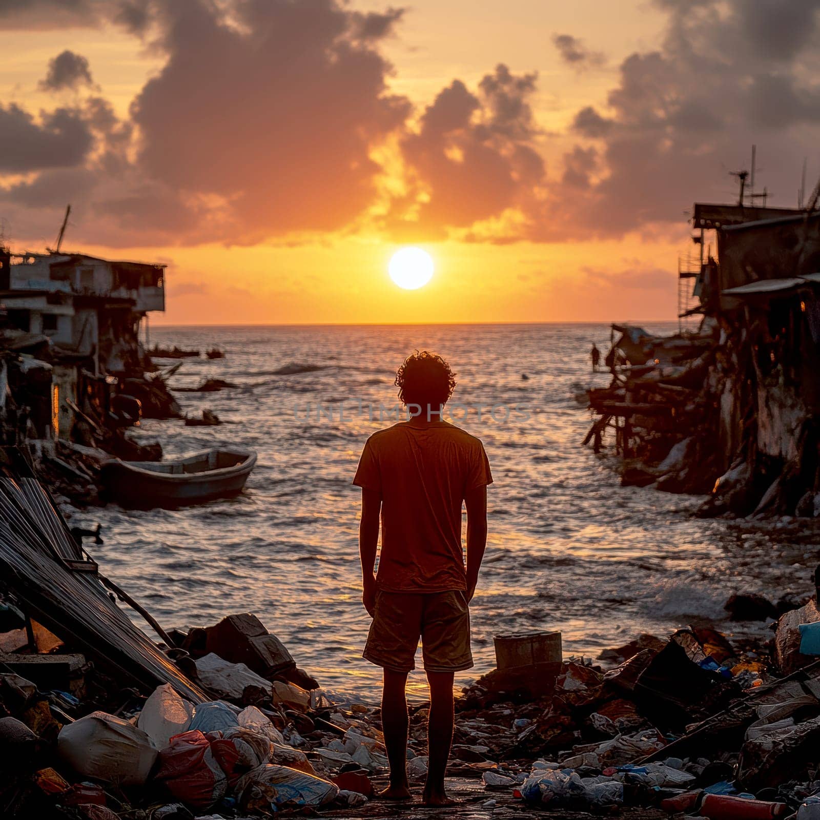 Human Rights Damage Lost in Climate Crisis . AI generative.