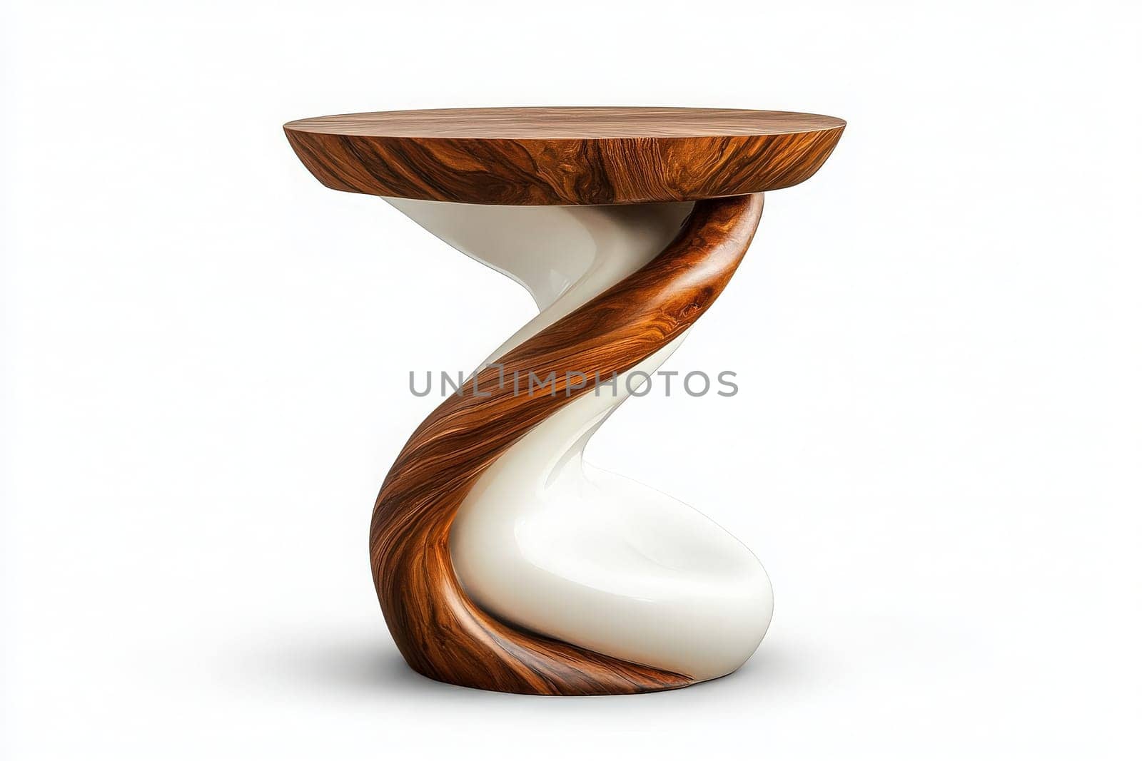 This stylish side table features a twisted base and a smooth wooden top, creating an eye-catching focal point in any modern interior. Perfect for enhancing living spaces with elegance.