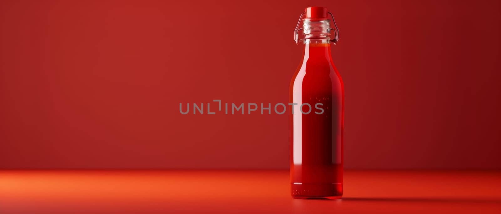 A sleek ketchup bottle captured on a gradient red backdrop, showcasing the product with an air of modern elegance and simplicity