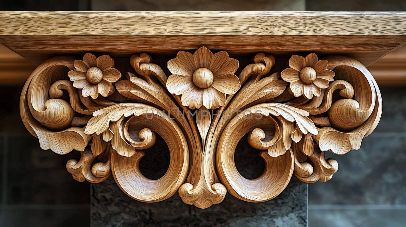 A close-up view of special architectural elements crafted from wood, showcasing fine craftsmanship and attention to detail. The design highlights the natural texture, grain, and beauty of the wood, revealing intricate carvings and patterns that add elegance and warmth to the structure. The architectural details reflect traditional artistry blended with modern aesthetics, creating a timeless and organic appeal.
