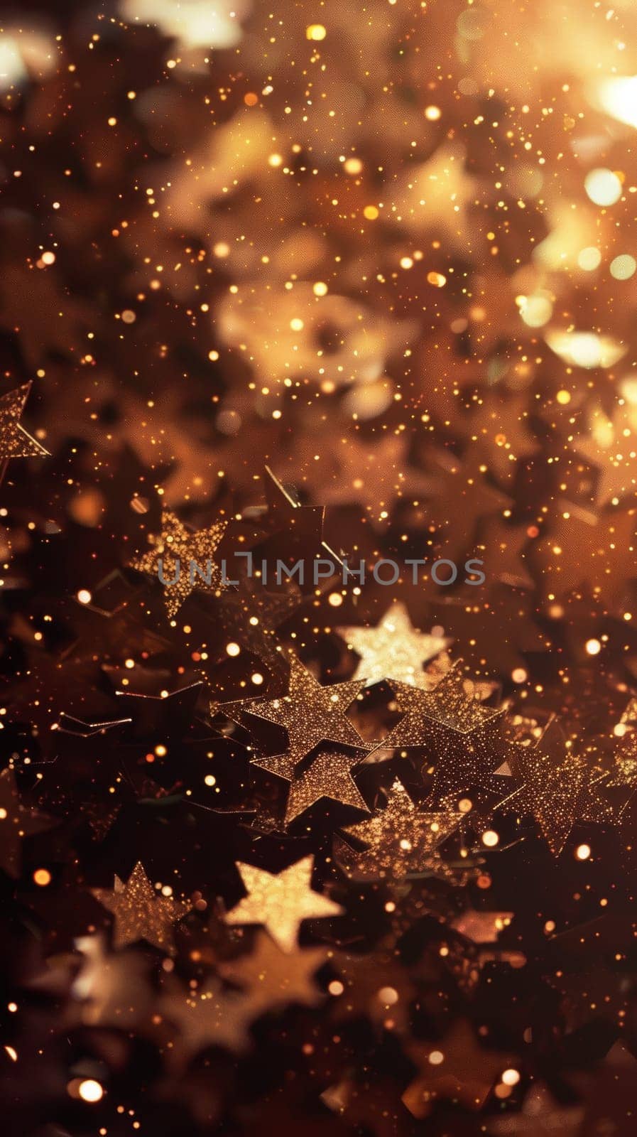 Sparkling stars and glitter on a dark, bokeh background, creating a magical, festive atmosphere