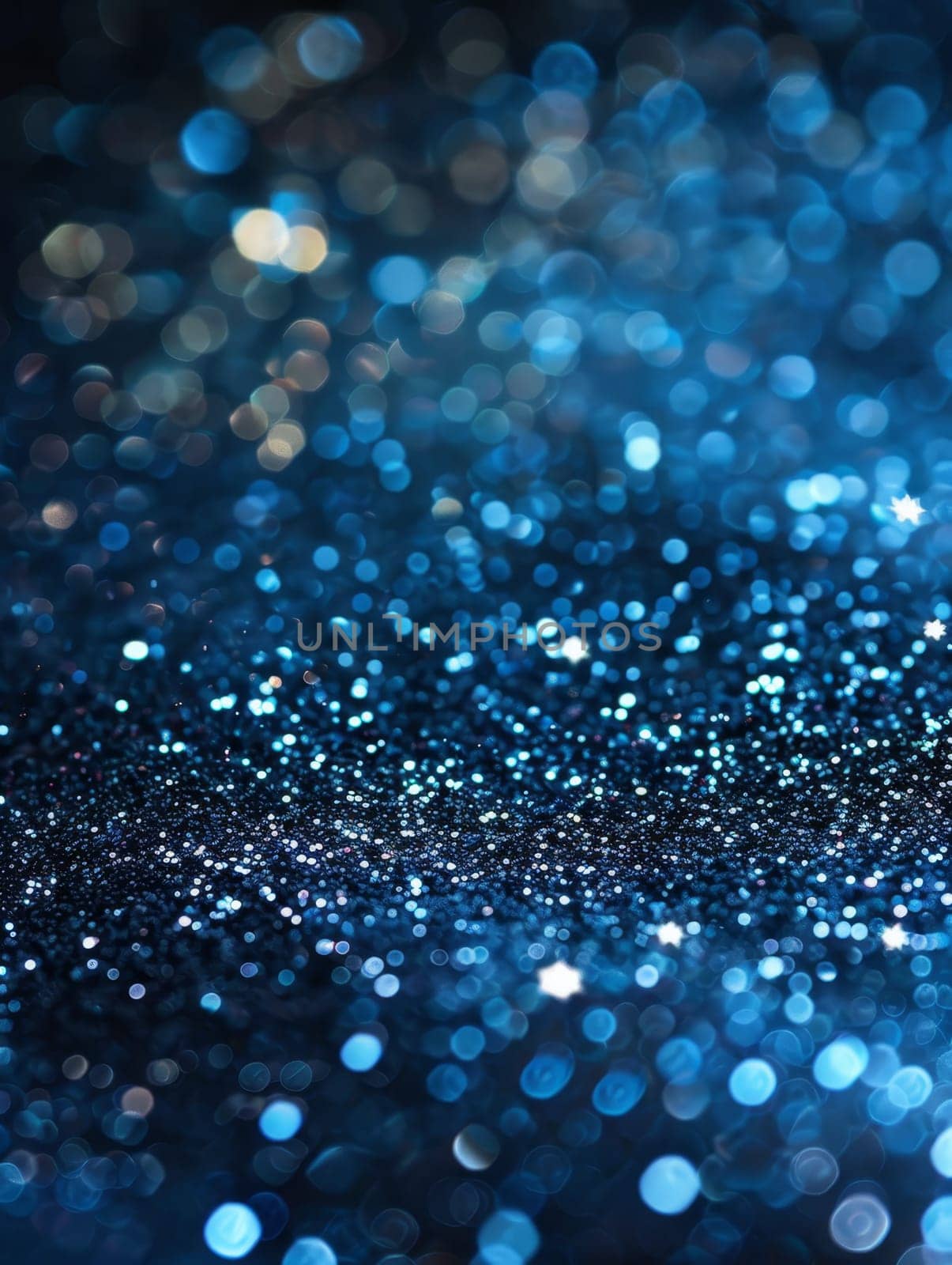 Sparkling stars and glitter on a dark blue background, creating a magical and festive atmosphere