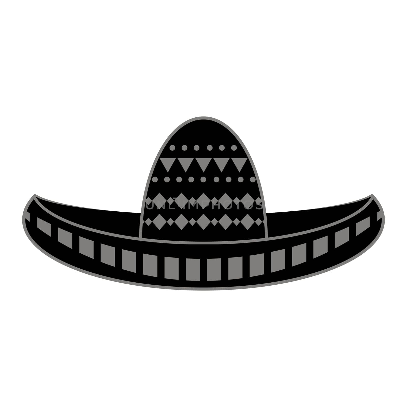 Vector Mexican sombrero with maracas. Cinco de mayo symbol isolated on white background.