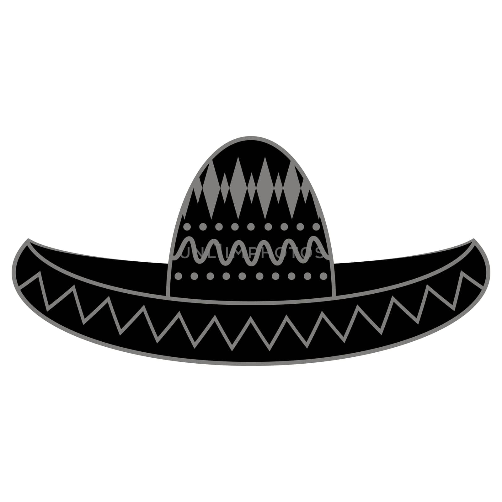 Vector Mexican sombrero with maracas. Cinco de mayo symbol isolated on white background.