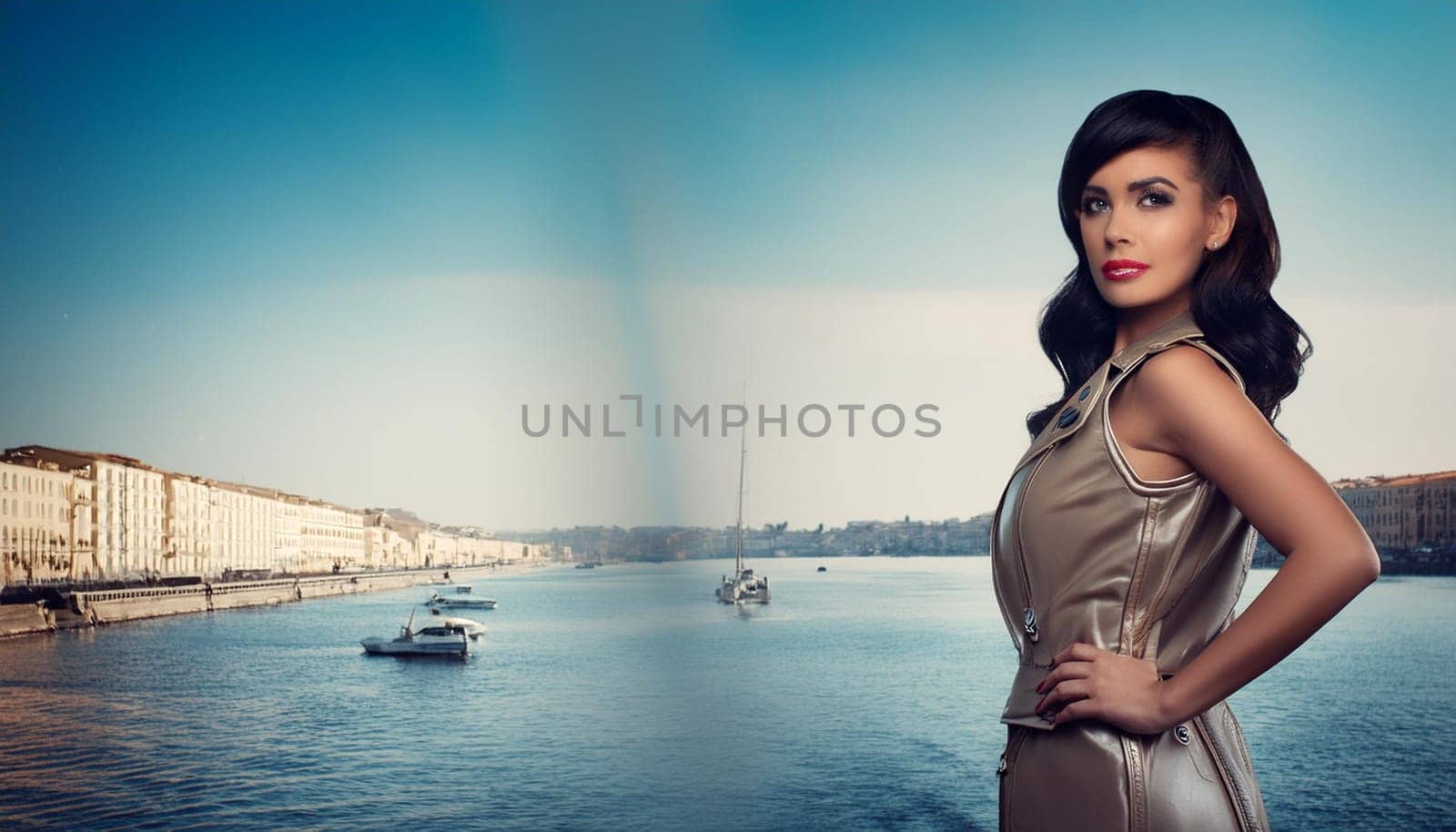 beautiful retro futuristic woman, AI generated image