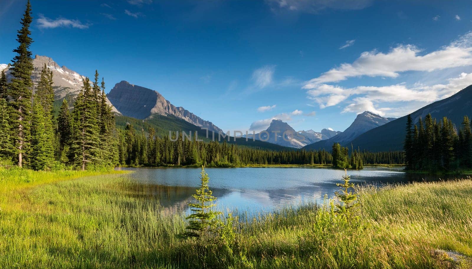 tranquil mountain landscape scenery, AI generated image