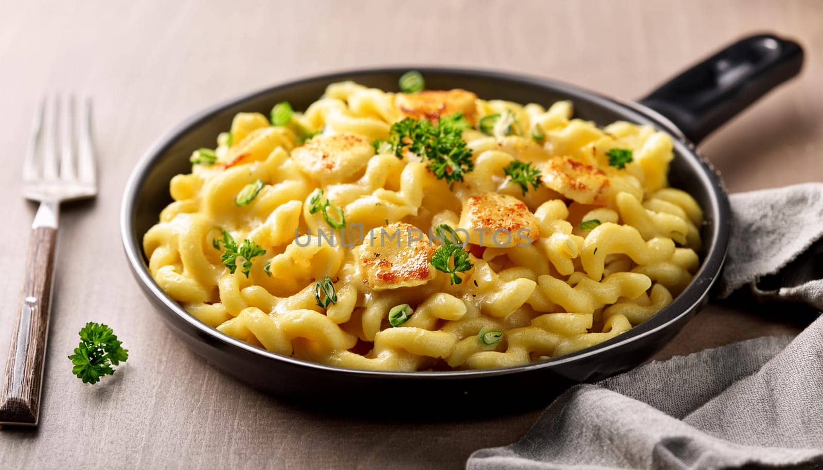 german vegetarian kaeserspaetzel cheese pasta, AI generated image