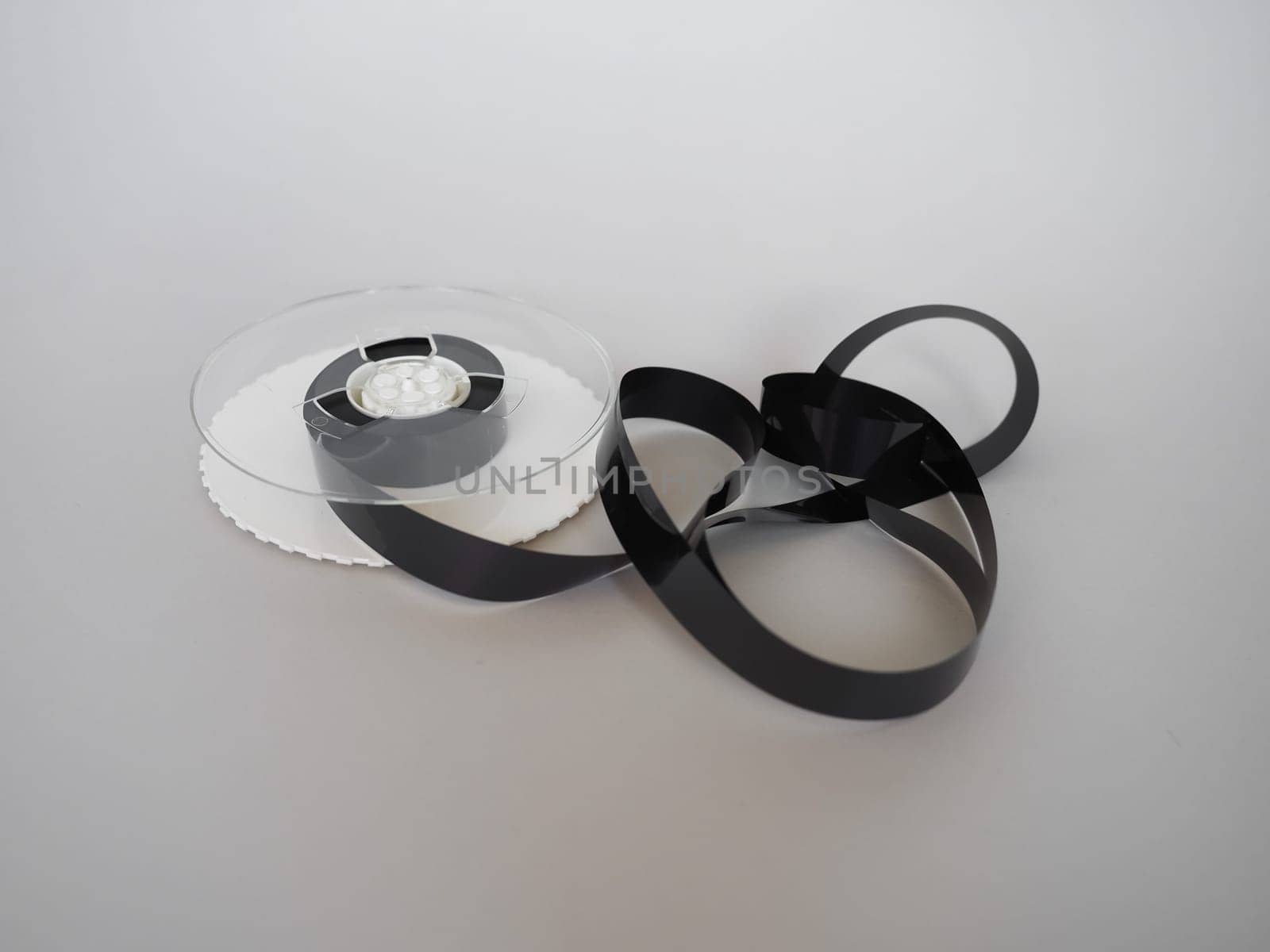 tangled magnetic tape from a vhs video tape