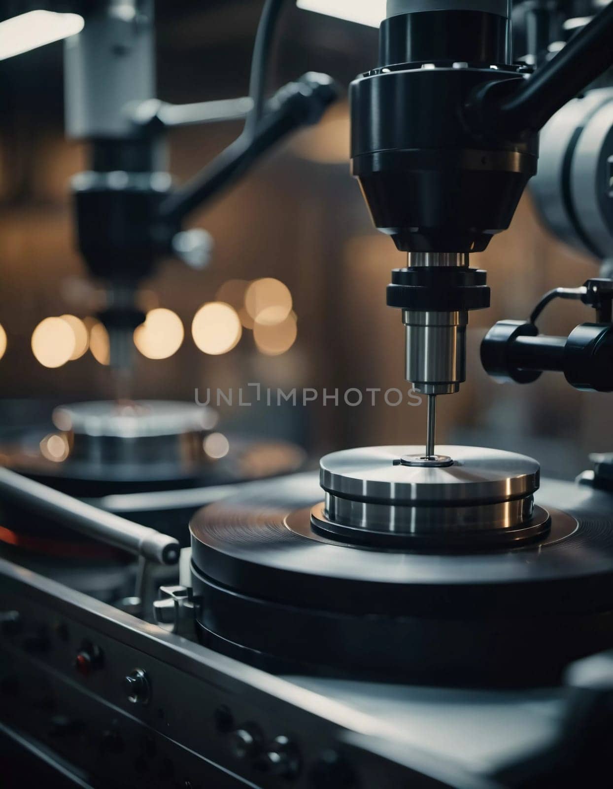 A manufacturing facility showcases advanced milling processes with a machine tool creating intricate parts, emphasizing engineering precision and efficiency. Generative AI.