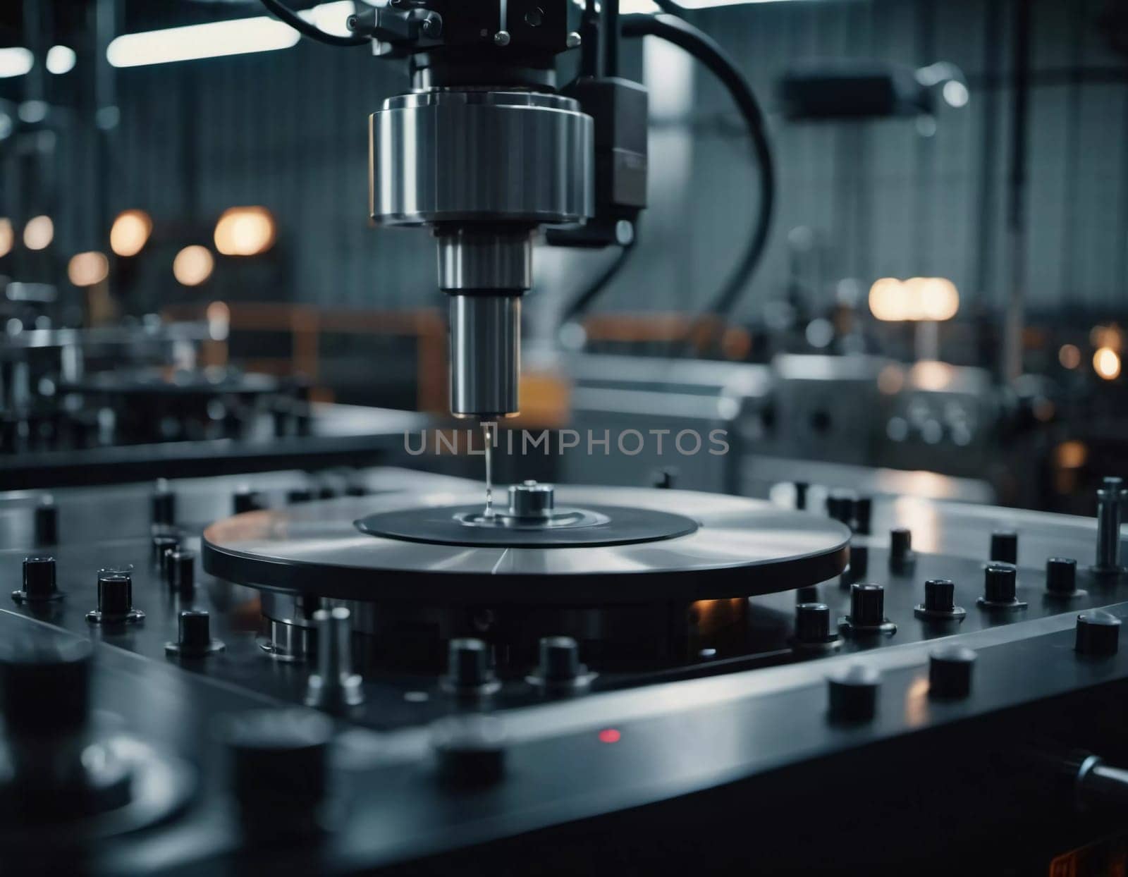 A manufacturing facility showcases advanced milling processes with a machine tool creating intricate parts, emphasizing engineering precision and efficiency. Generative AI.