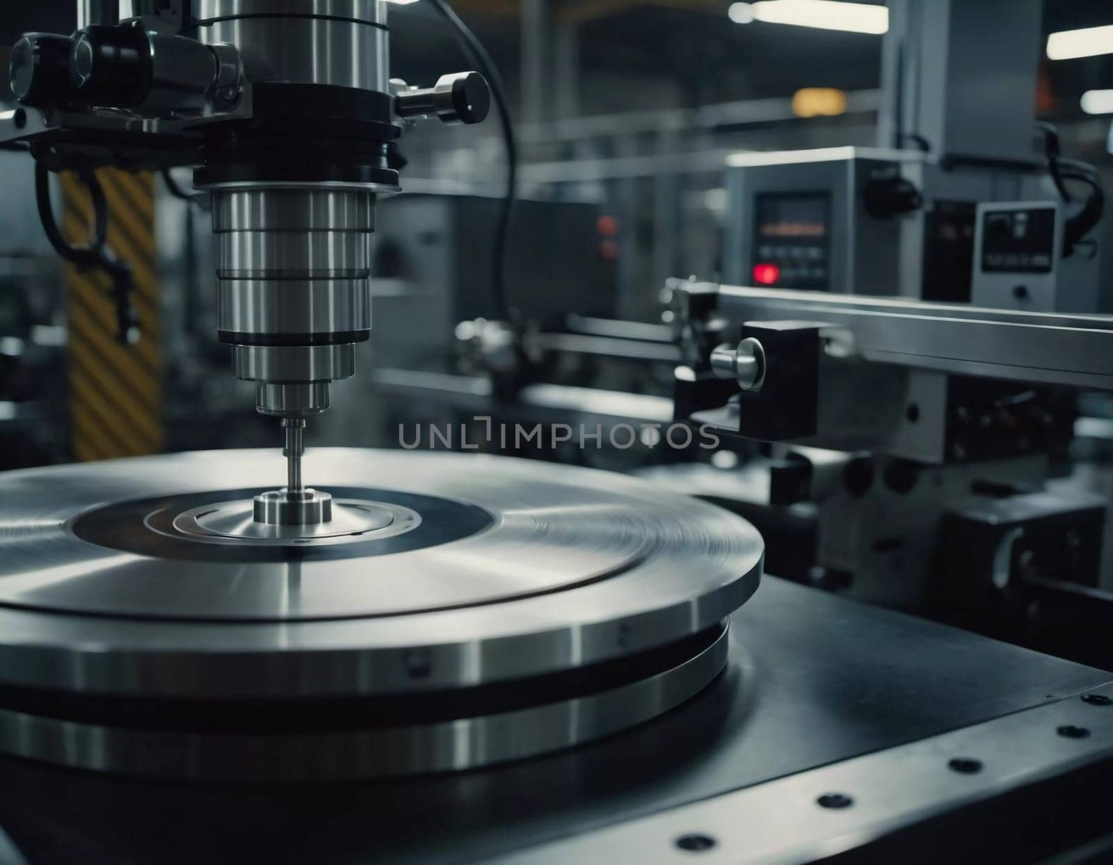 A manufacturing facility showcases advanced milling processes with a machine tool creating intricate parts, emphasizing engineering precision and efficiency. Generative AI.