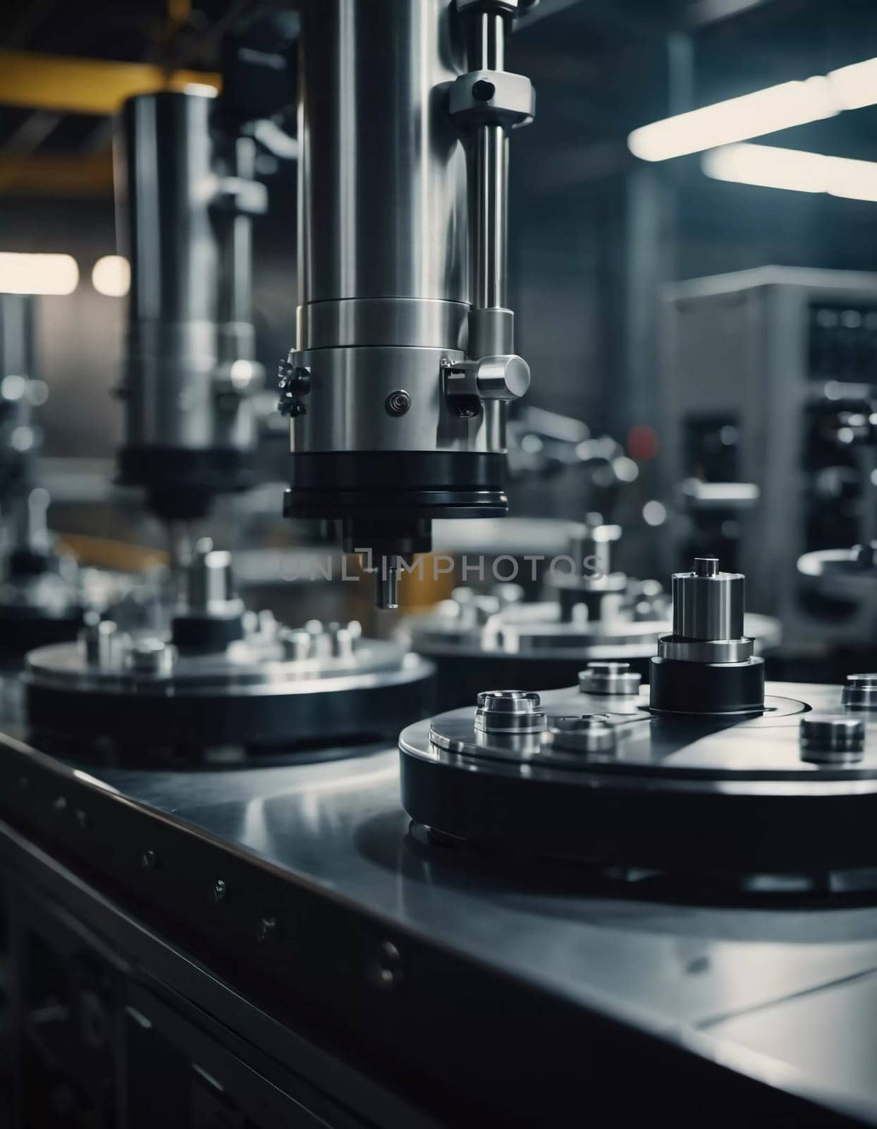 Precision milling machines are active in state-of-the-art manufacturing plant, working on components with high efficiency and accuracy. Modern factory workshop for continuous production. Generated AI.