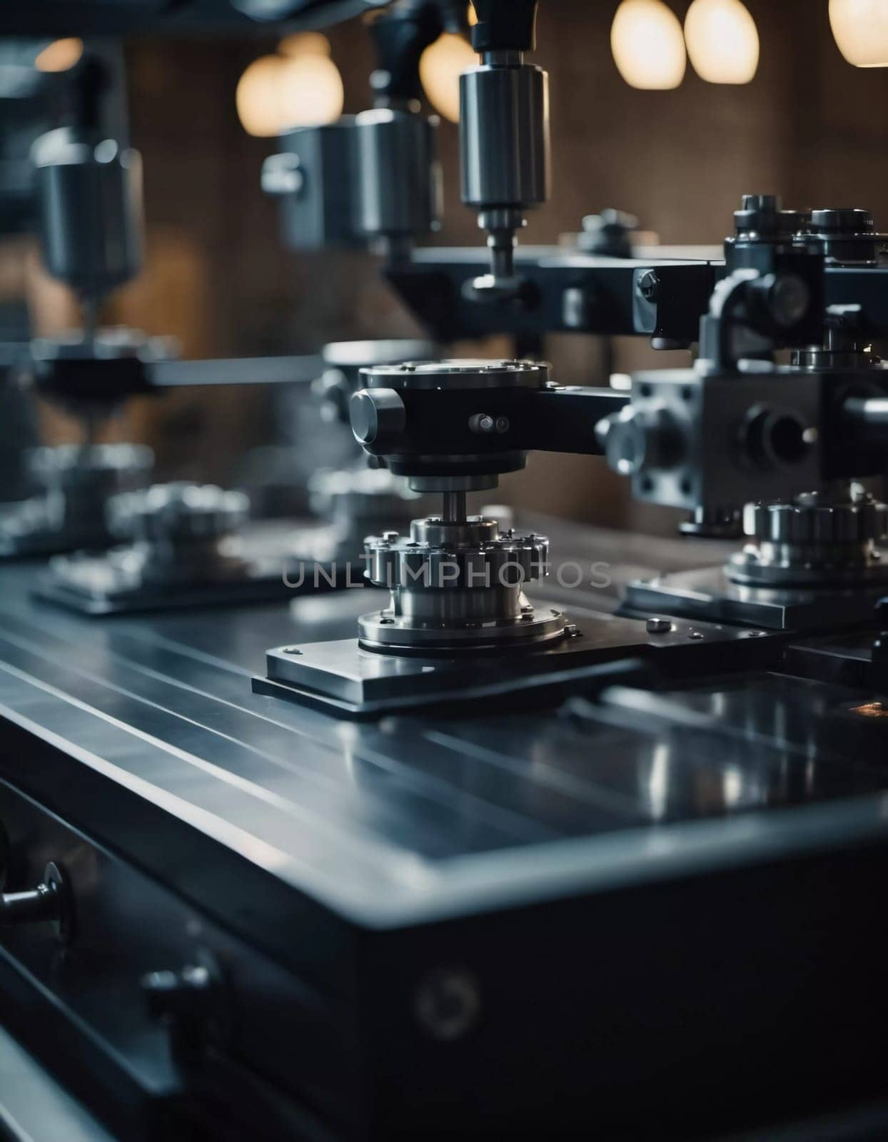 Precision milling machines are active in state-of-the-art manufacturing plant, working on components with high efficiency and accuracy. Modern factory workshop for continuous production. Generated AI.